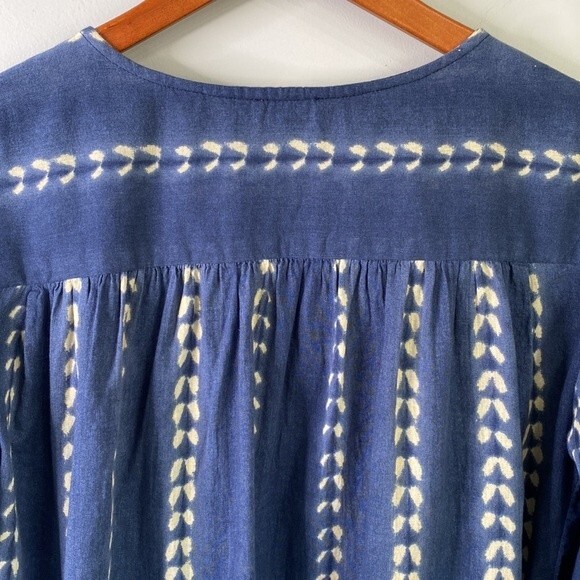 Sundance Joy In Beauty Floral Embroidery Tie Dye Print Tassel Tie Balloon Sleeve - Picture 8 of 16